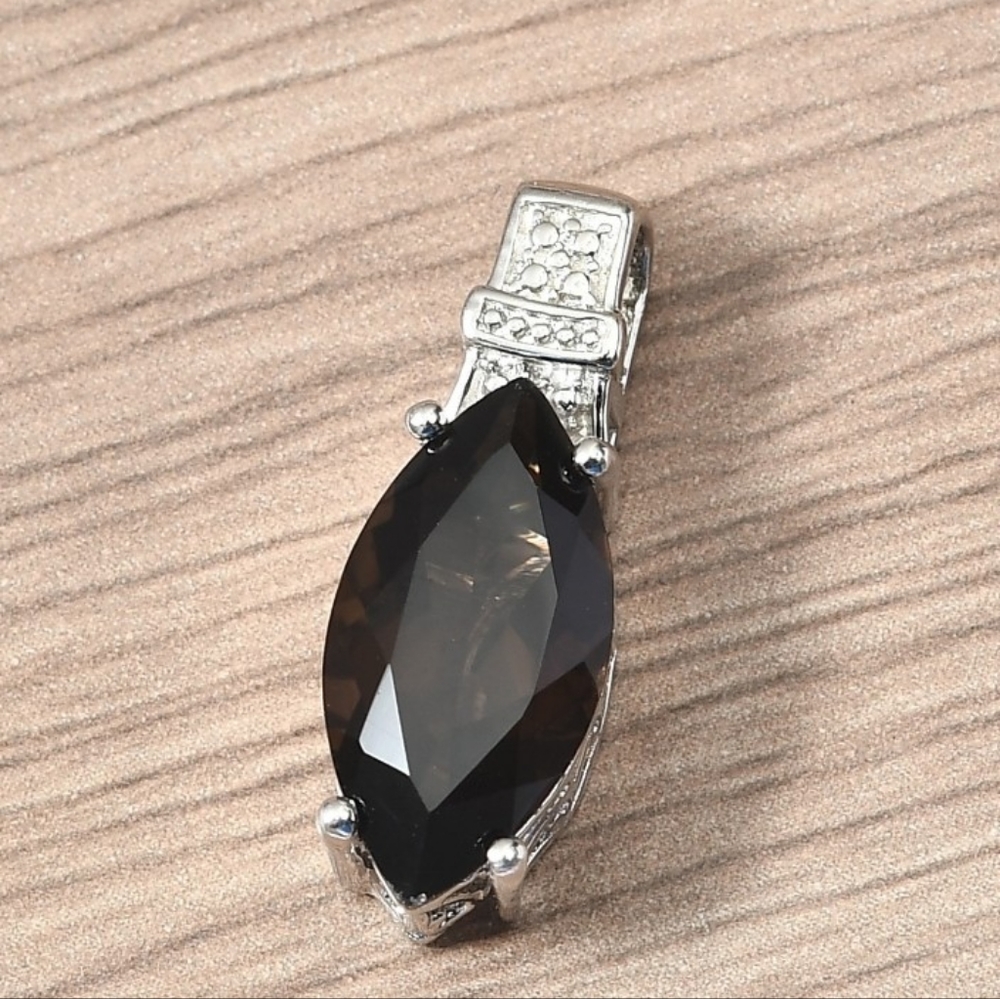 NWT Karis Brazilian Smoky Quartz Solitaire Pendant